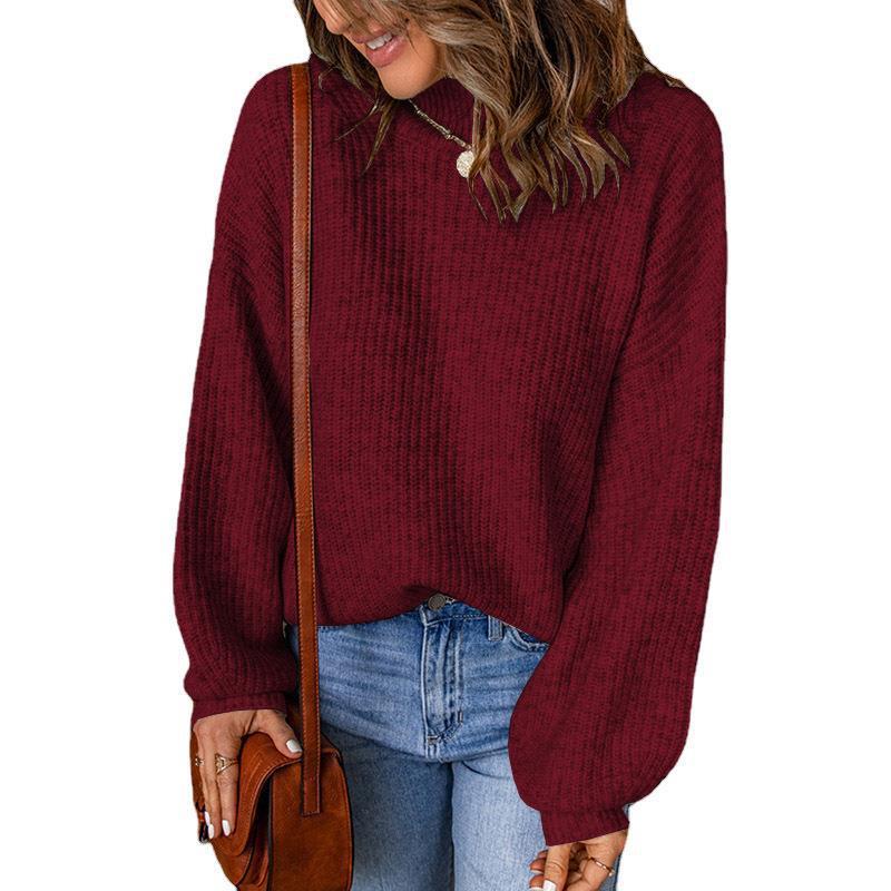 Women's Autumn And Winter Turtleneck Solid Color Loose Pullover Sweater