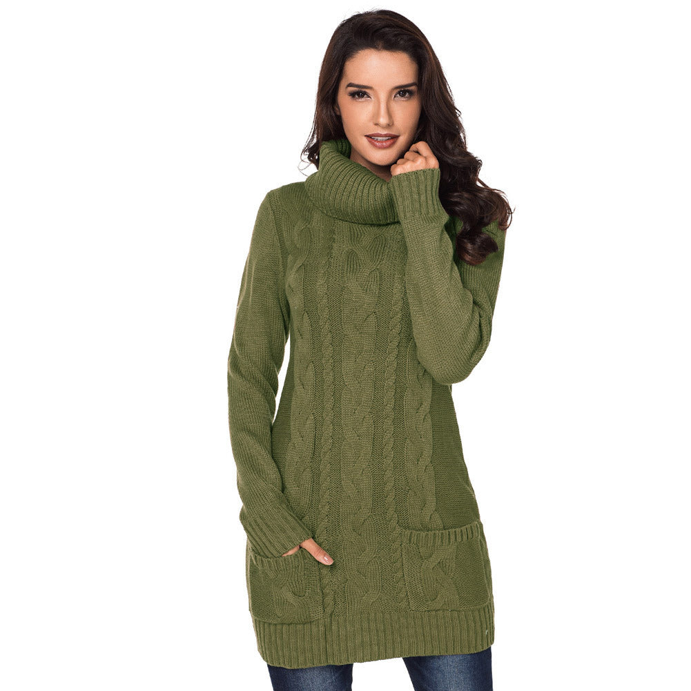 Solid Color Long-sleeved Turtleneck Knitted Sweater
