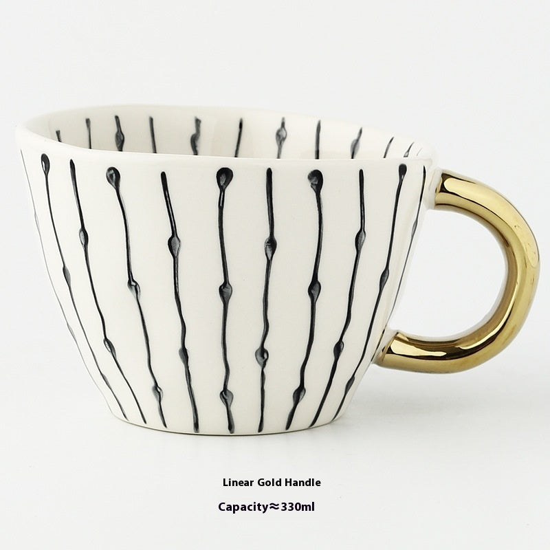 Geometric Hand Pinch Irregular Wide Mouth Ceramic Cup
