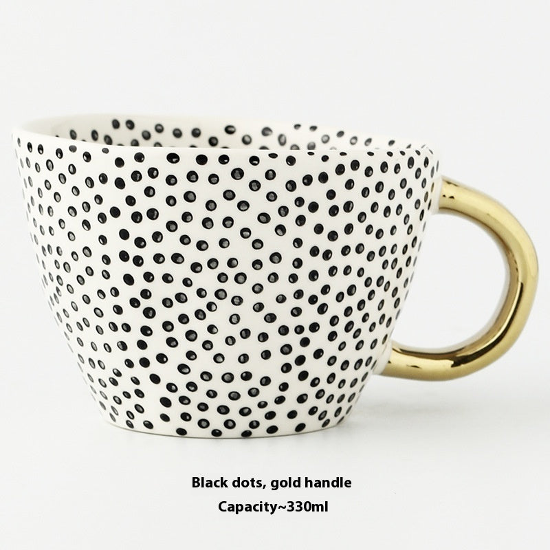 Geometric Hand Pinch Irregular Wide Mouth Ceramic Cup