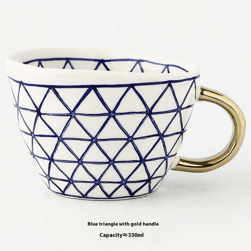 Geometric Hand Pinch Irregular Wide Mouth Ceramic Cup