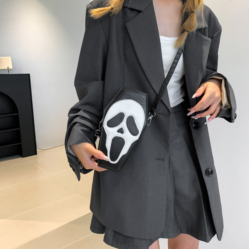 Halloween Coffin-shape Gothic Ghost Shoulder Bag Spider Web Messenger Crossbody Bag Kids Personality Phone Bag For Women