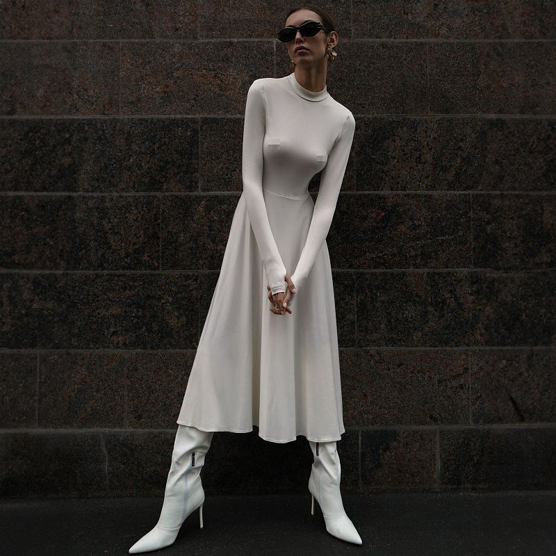 Women's Long Sleeve Turtleneck Fishtail Dress