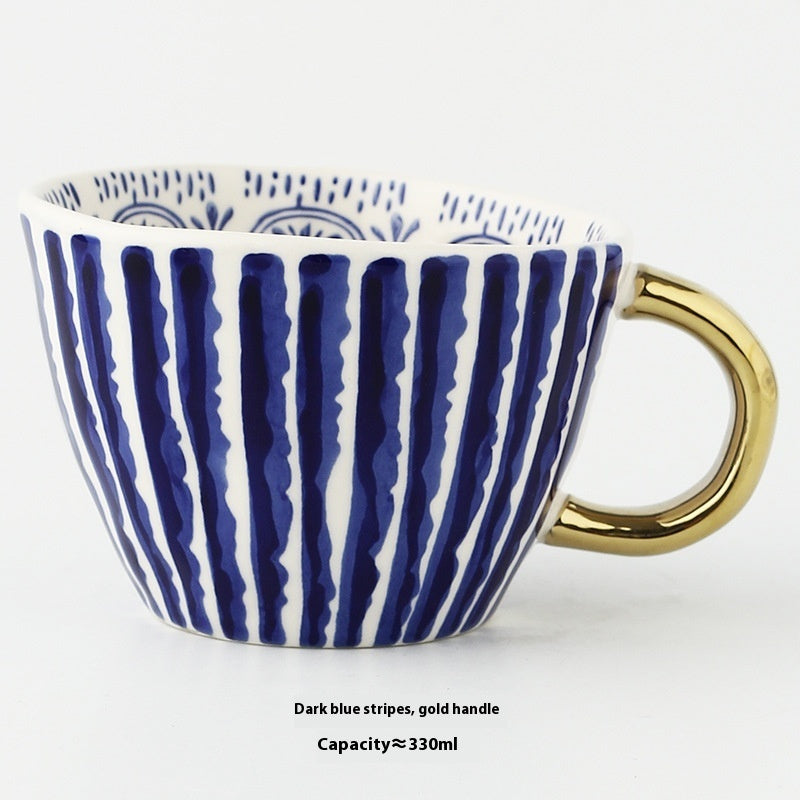 Geometric Hand Pinch Irregular Wide Mouth Ceramic Cup