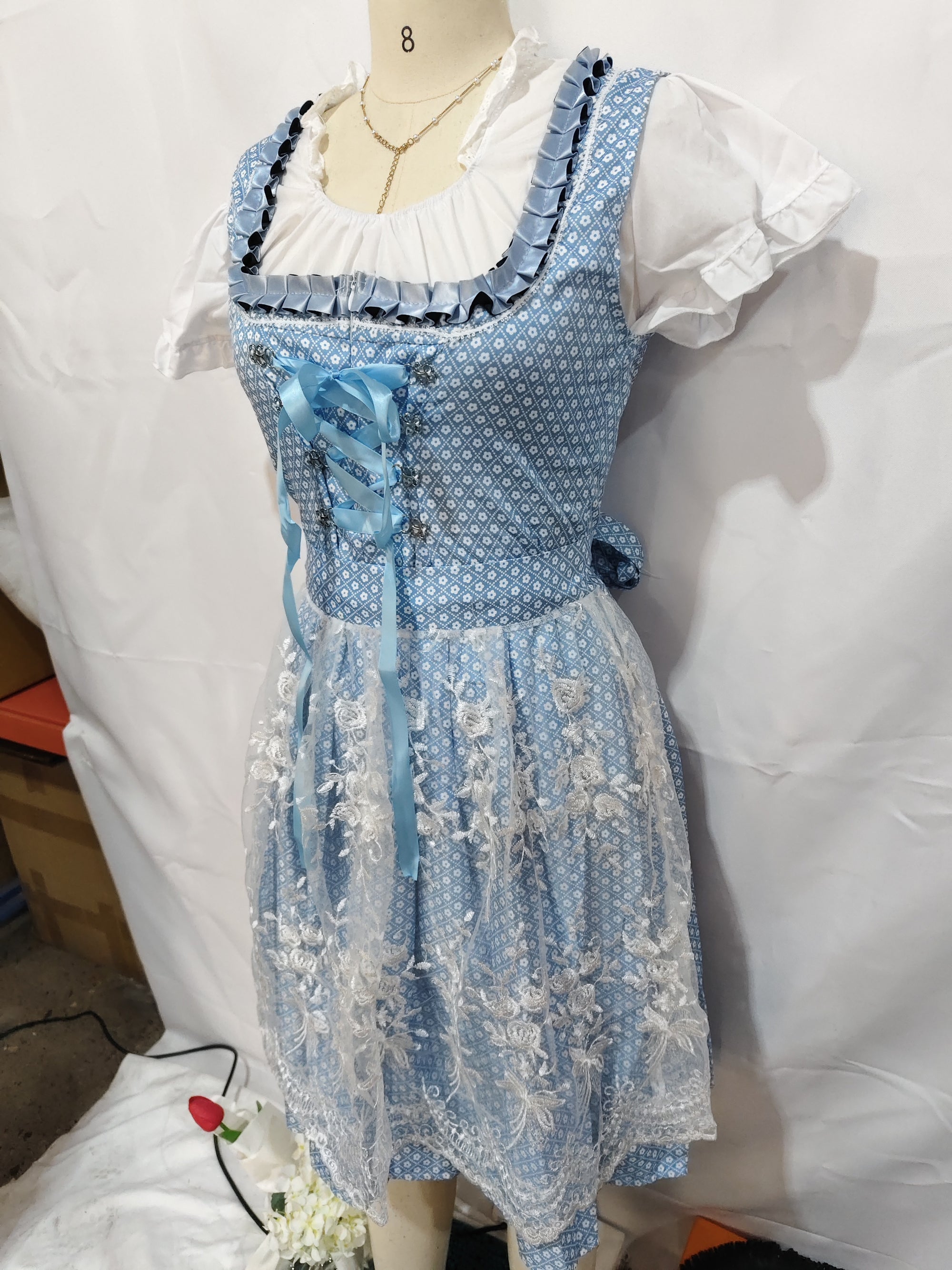 Halloween Munich Beer Long Short-sleeved Printed Lace-up Dress