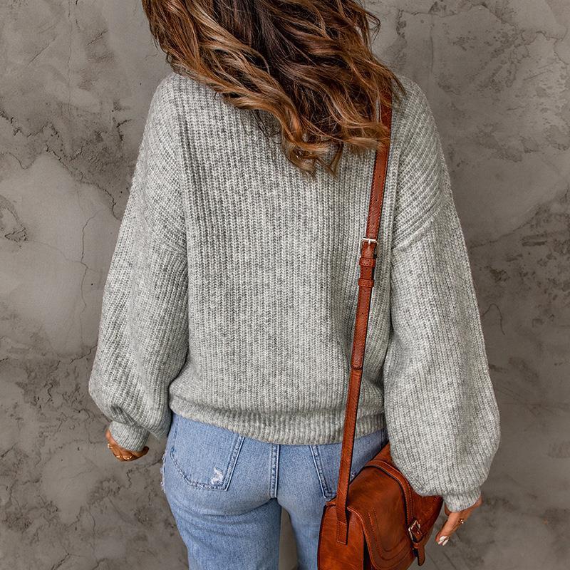 Women's Autumn And Winter Turtleneck Solid Color Loose Pullover Sweater